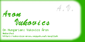 aron vukovics business card