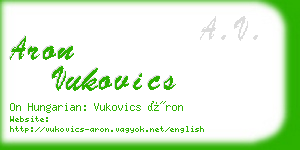 aron vukovics business card